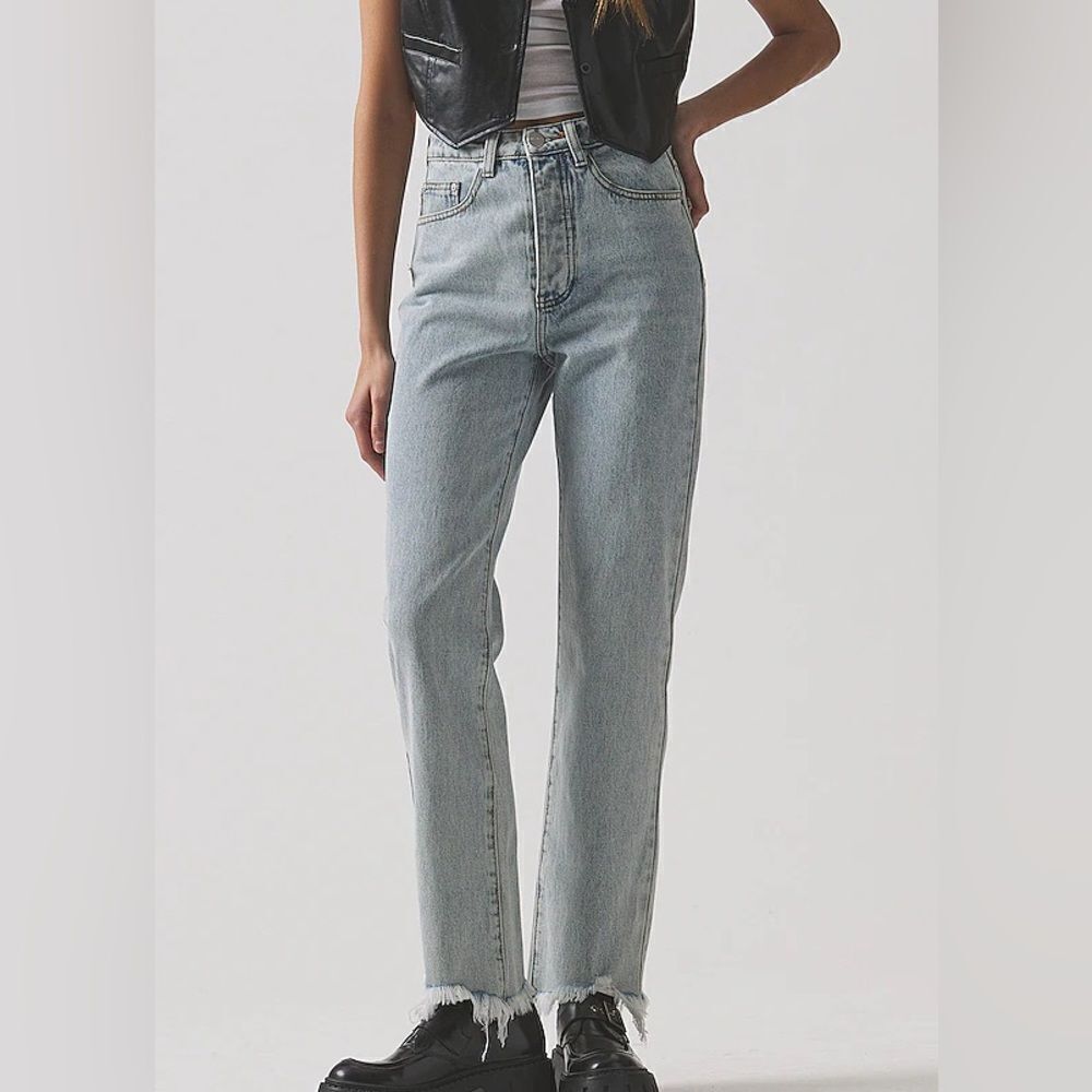Revolve Superdown Straight Raw Hem Button Fly Jeans- Size 26